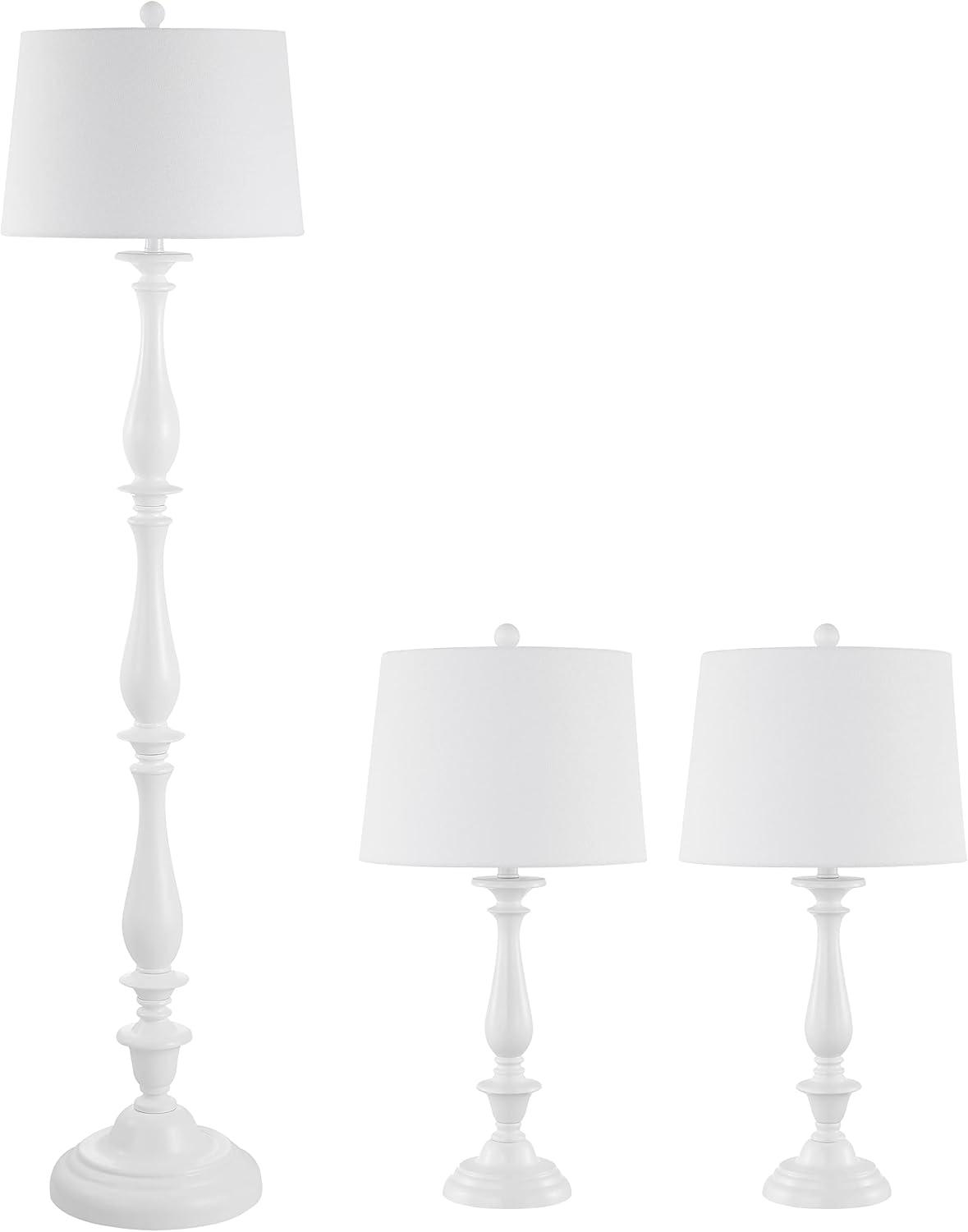 SAFAVIEH Bessie Classic Floor and Table Lamps Set, White, Set of 3