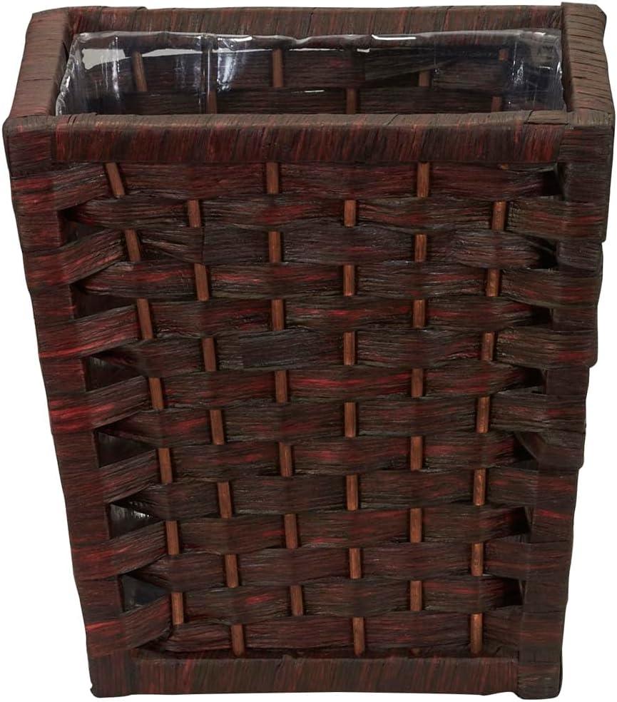 Woven Waste Basket, HandWoven Paper Rope with Removable Plastic Liner, Brown