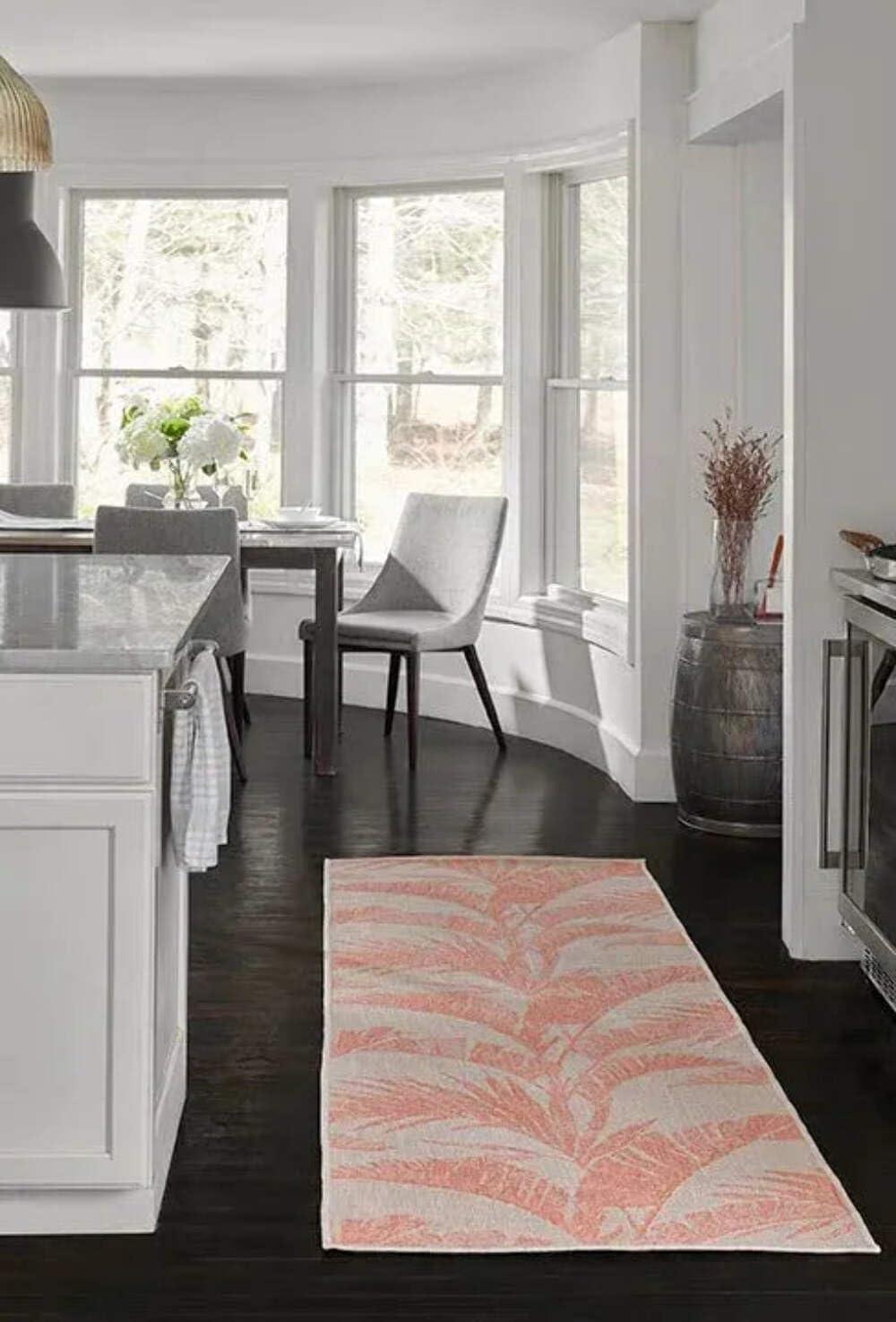 Momeni 6'6"x9' Riviera Grayson Area Rug Coral: Geometric Pattern, Indoor/Outdoor, Low Pile, Polypropylene, Machine Made