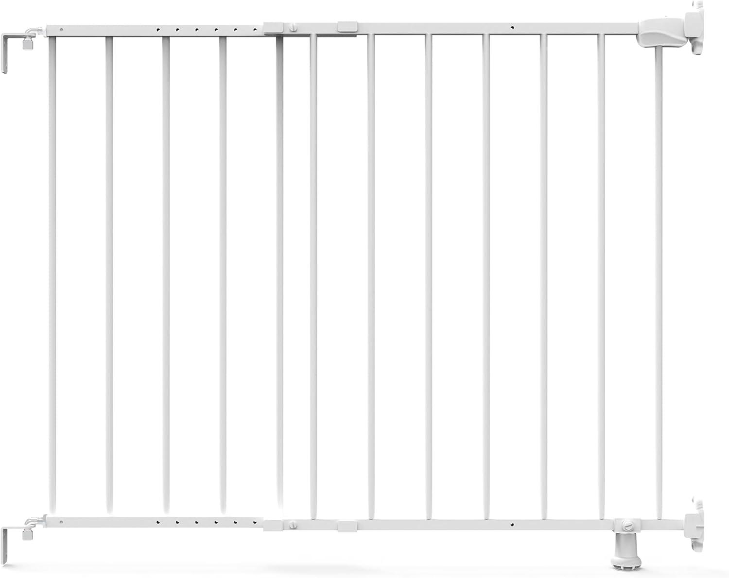 White Metal Swinging Stairway Baby Gate, 28-42 Inches