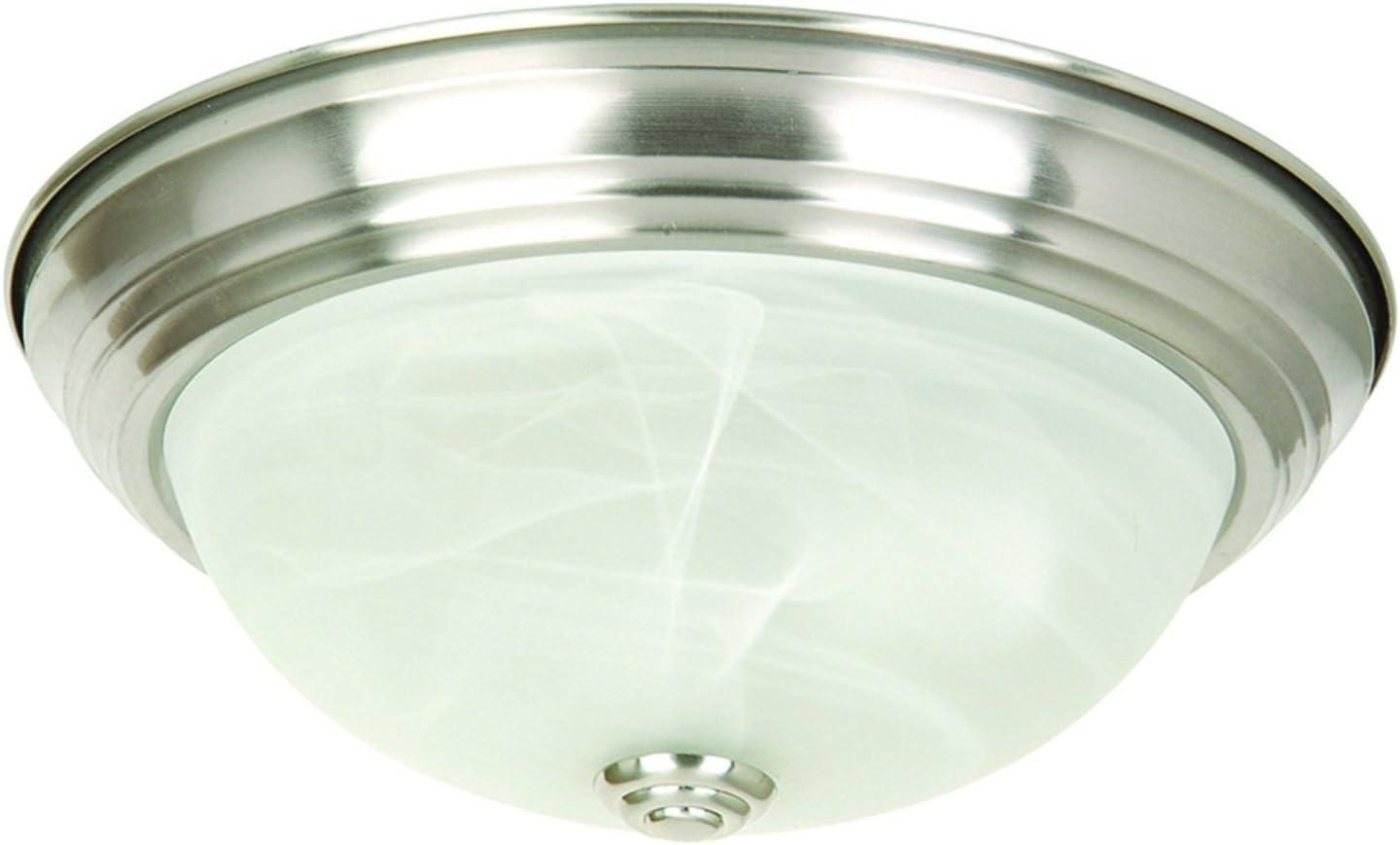 Yosemite 2 Light Flush Mount - Satin Nickel: UL Listed, Glass Shade, Metal Body, E26 Socket