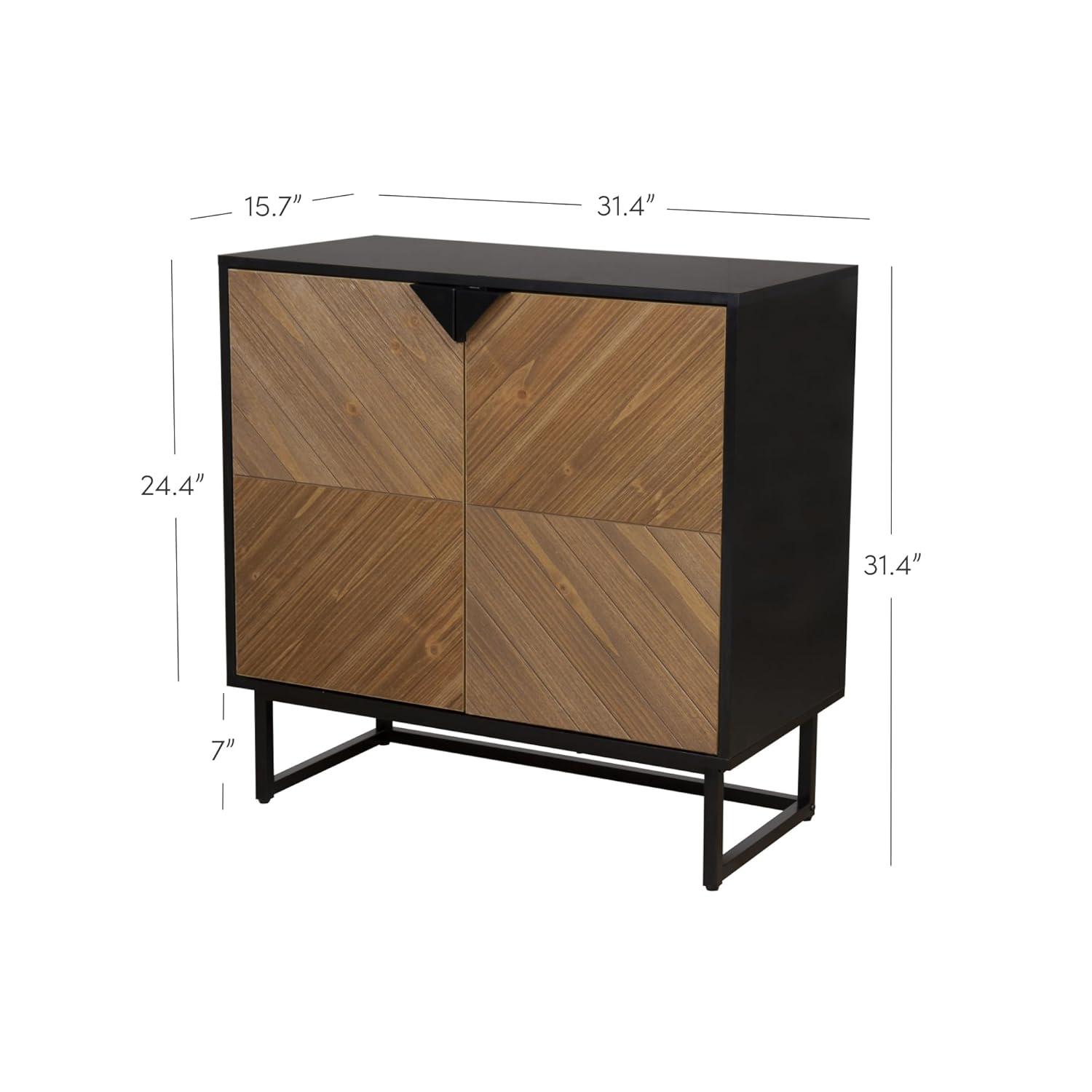 Nathan James Enloe Wood 2 Door Storage Cabinet Matte Black/Brushed Fir: Laminate Surface, Adjustable Shelf, Wood & Metal Frame