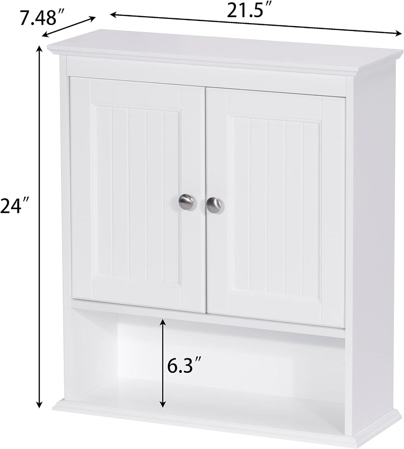 White MDF Wall Mounted Bathroom Cabinet with Shelves