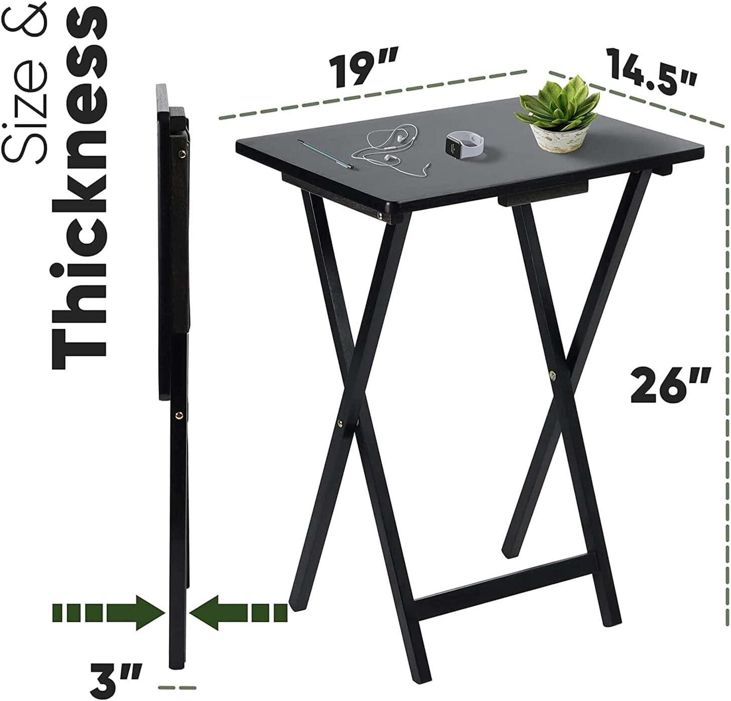 PJ Wood 19.09'' Solid Wood Rectangular Portable Folding Table (Set of 2)
