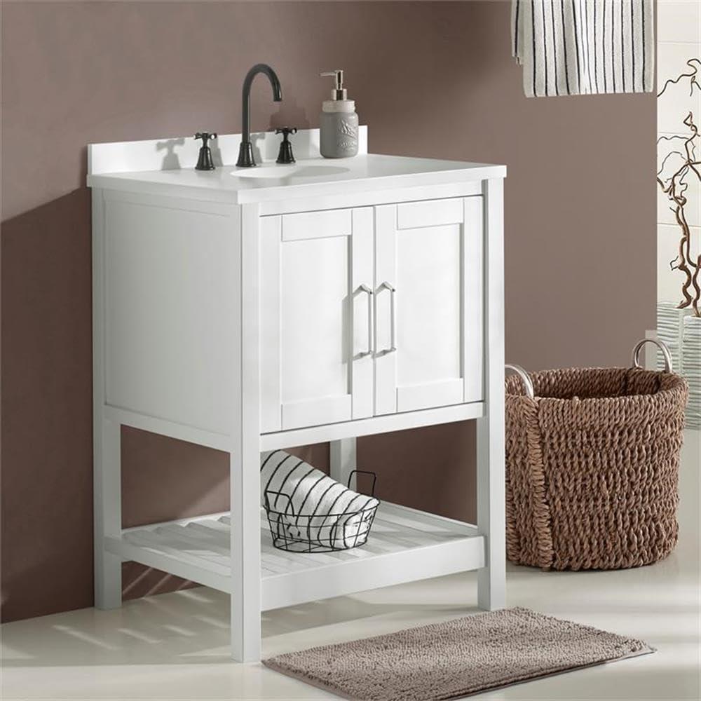 Bennet 24"W Modern Shaker Soft Close Doors Vanity Cabinet With Drawers And Open Storage Shelf