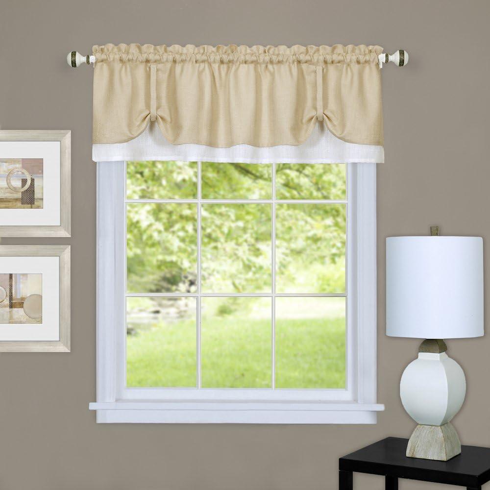 Kate Aurora 2 Pack Shabby Linen Farmhouse Sheer Flax Window Curtains - 52 in. W x 84 in. L, Taupe