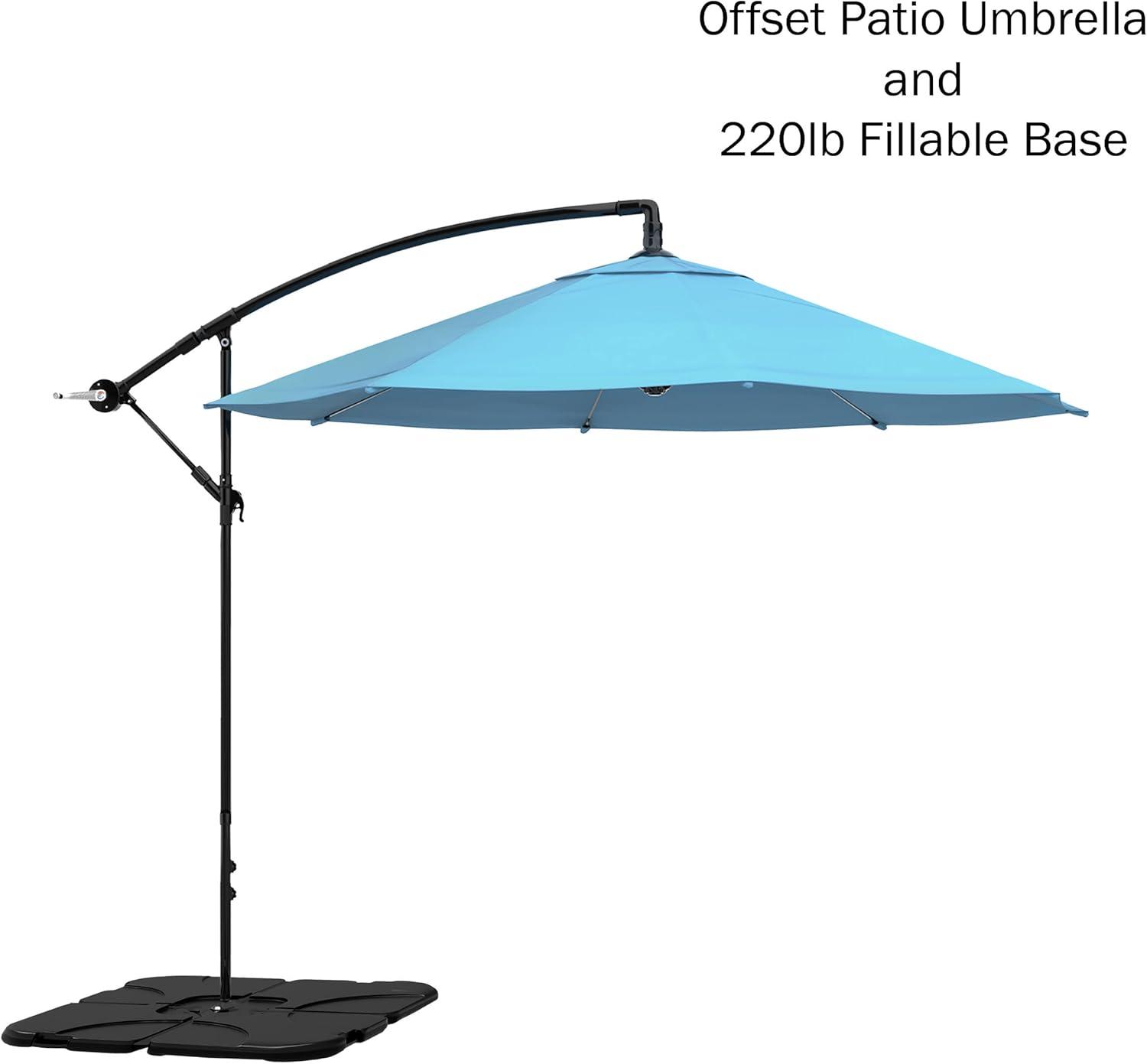 10-Foot Blue Aluminum Cantilever Patio Umbrella with Base