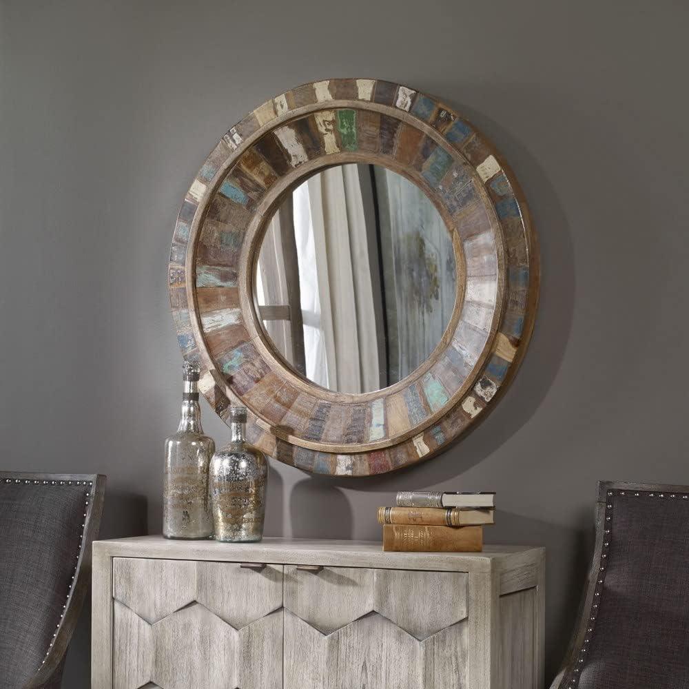 Uttermost Jeremiah Round Wood Mirror - 32W x 32H in.