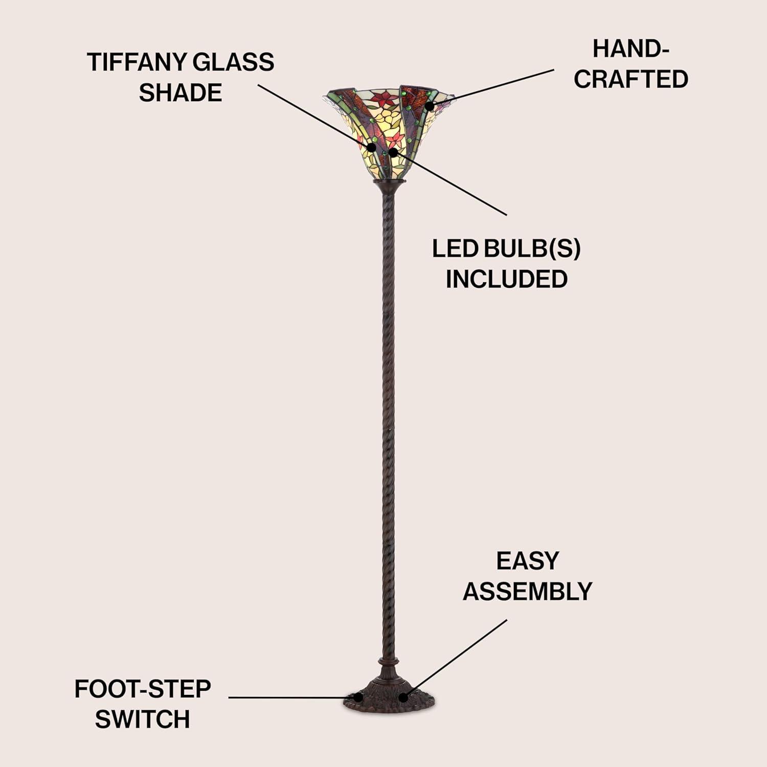 Williams Tiffany-Style 71" Torchiere LED Floor Lamp, Bronze
