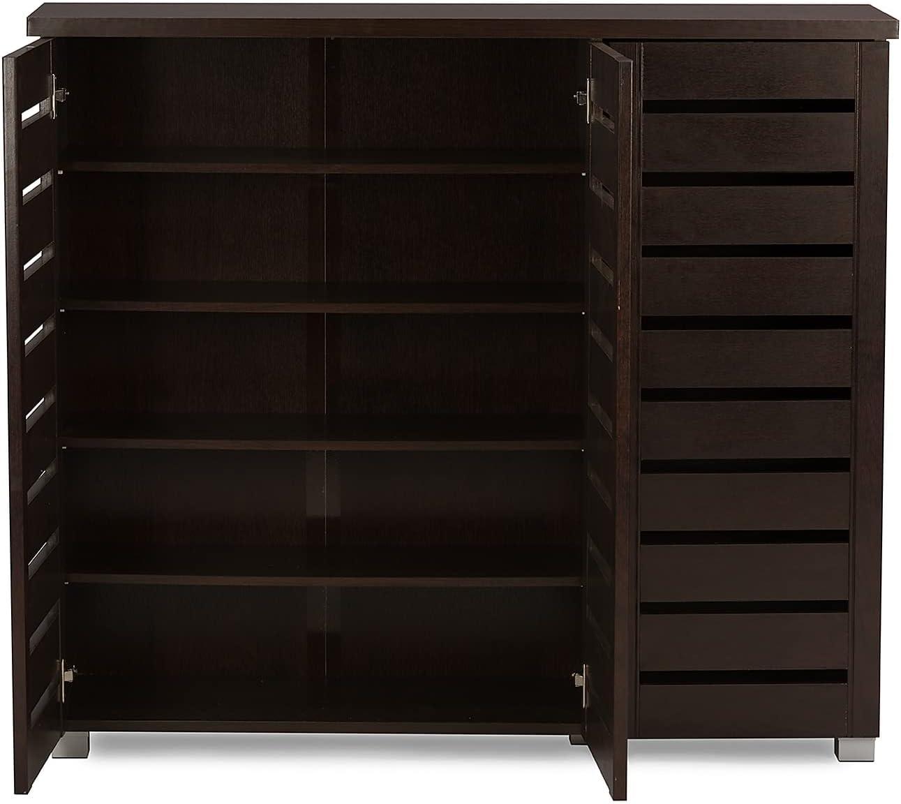 Adalwin Modern and Contemporary 3-Door Wooden Entryway Shoes Storage Cabinet: Organizer for 20 Pairs - Baxton Studio