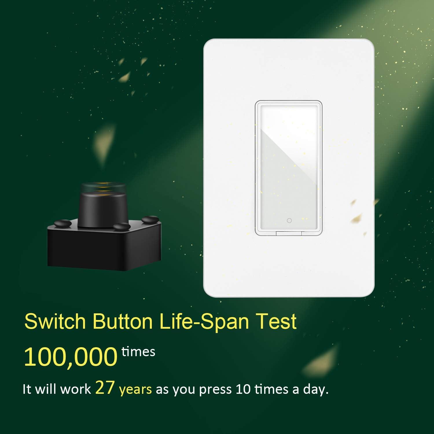 Smart Switch by MartinJerry | Works with Alexa, Smart Home Devices Works with Google Home, No Hub Required, Easy Installation, Single Pole (4 Pack)