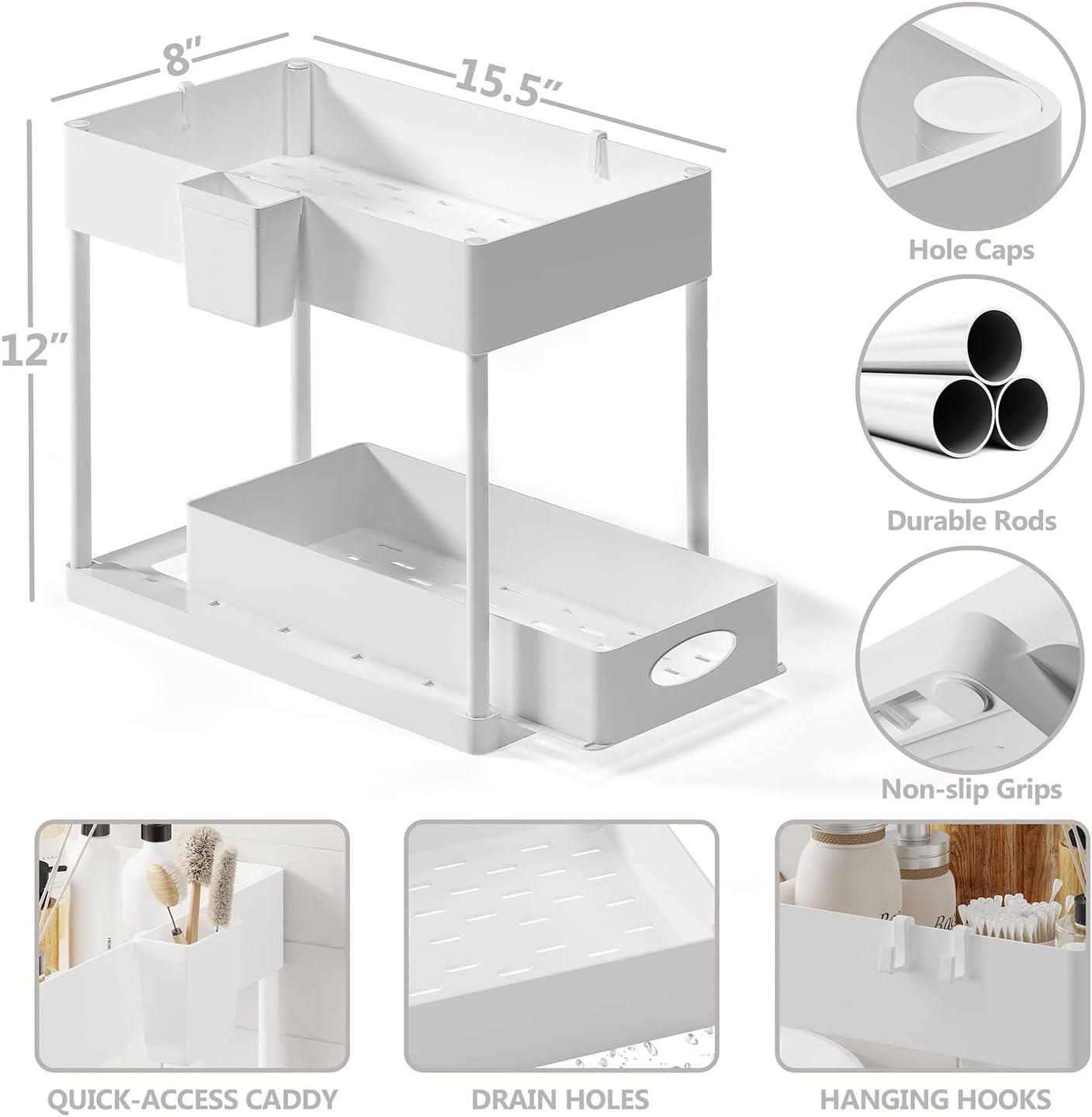 StorageBud 2-Tier Under Sink Organizer and Storage with Sliding Drawer