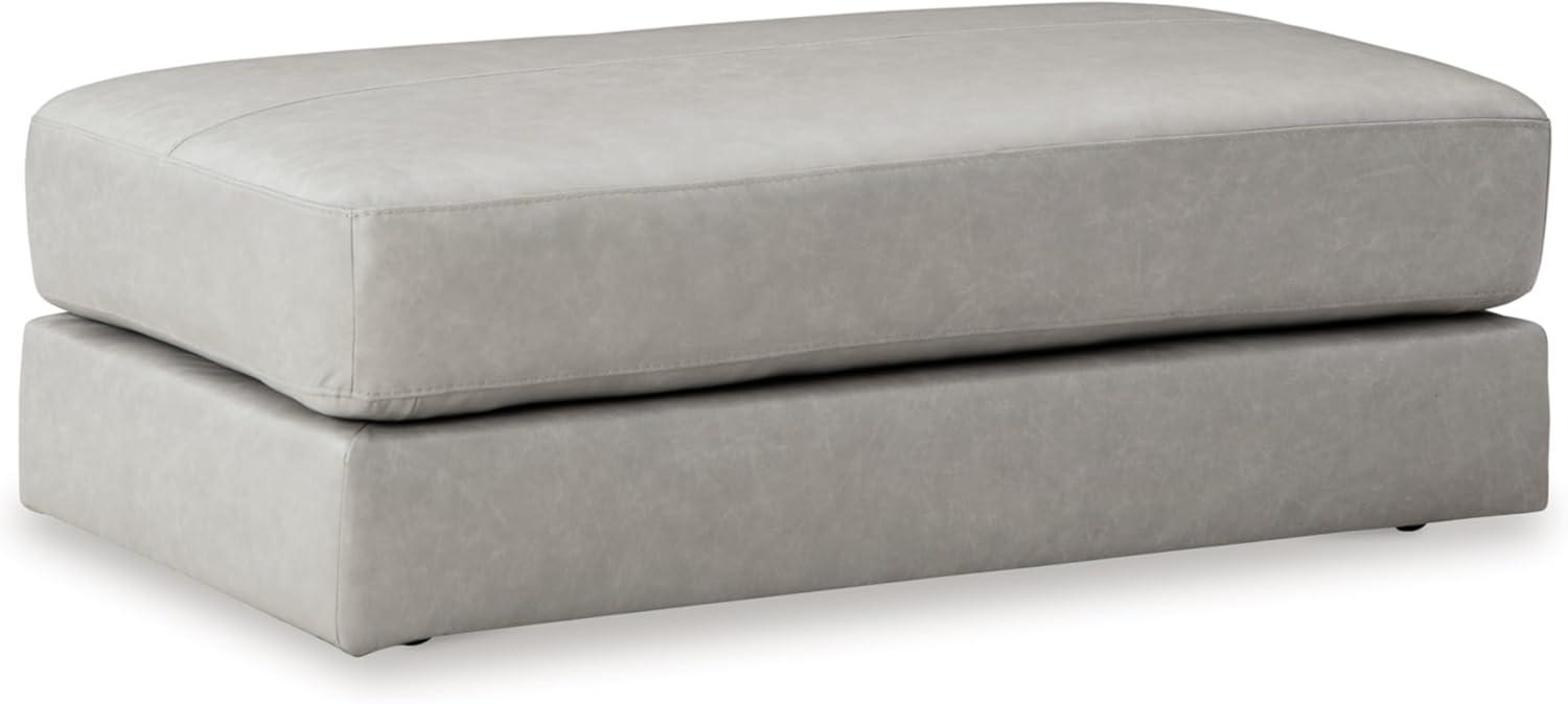 Light Gray Leather Match Oversized Rectangular Ottoman