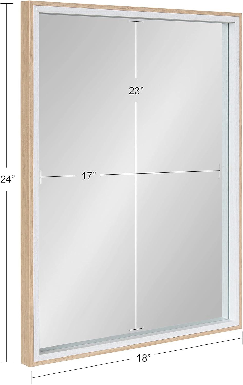 Gibson 18x24 White and Natural Wood Rectangular Wall Mirror