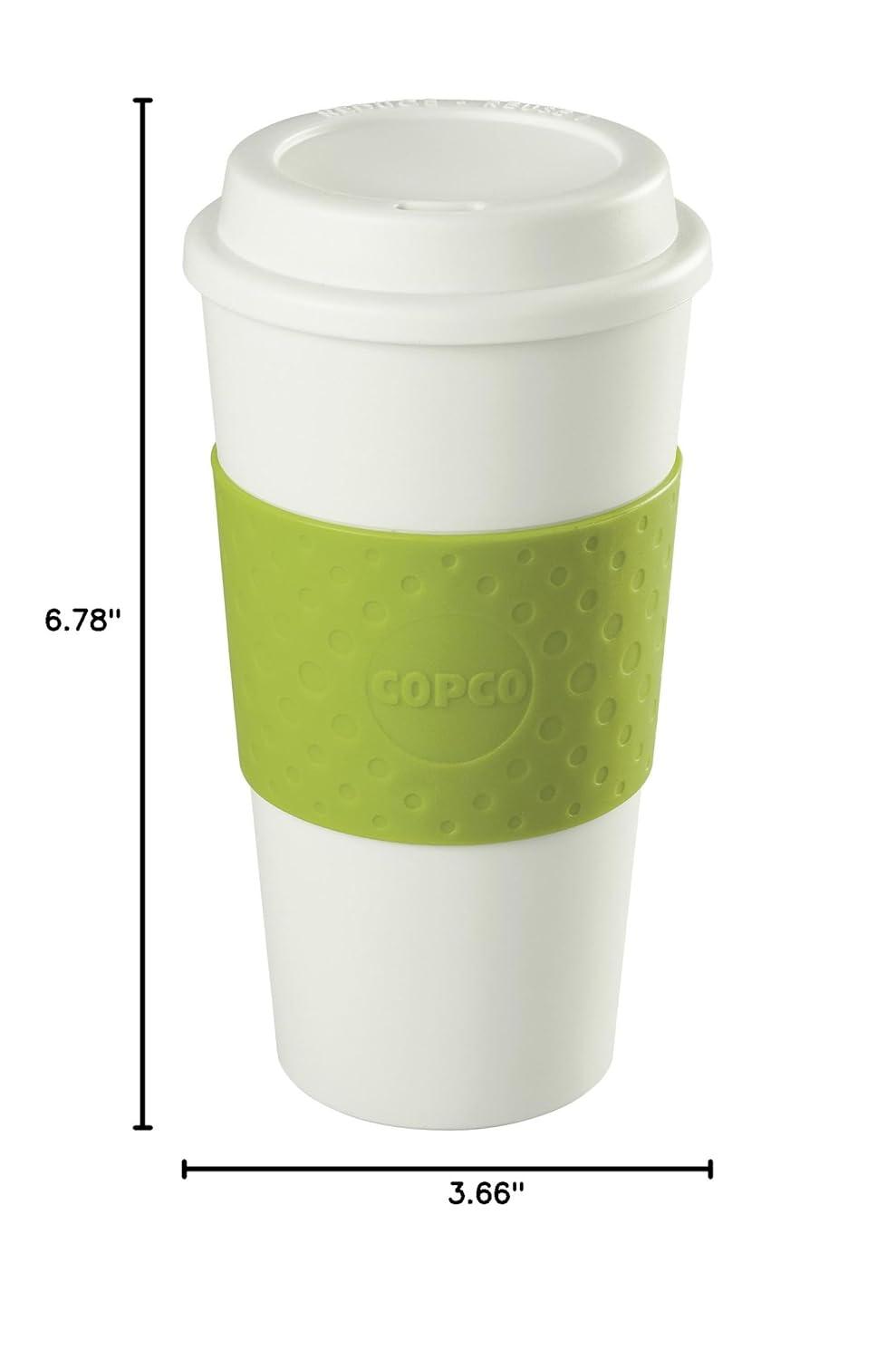 Copco Acadia 16 oz Travel Mug - Insulated Reusable Coffee Tumbler with Double-Walled Plastic, Leak-Proof Lid, BPA-Free - (Green)