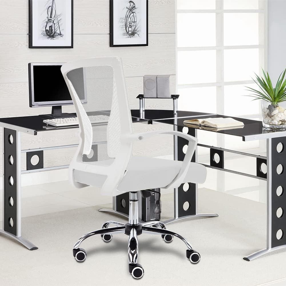 Zuna White Mesh Mid-Back Adjustable Swivel Task Chair