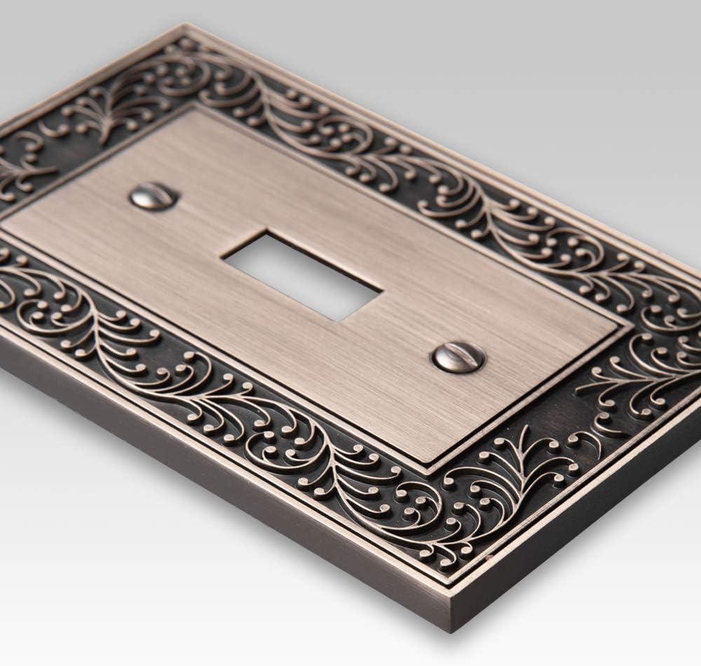 English Garden 4 Gang Toggle Metal Wall Plate - Antique Nickel