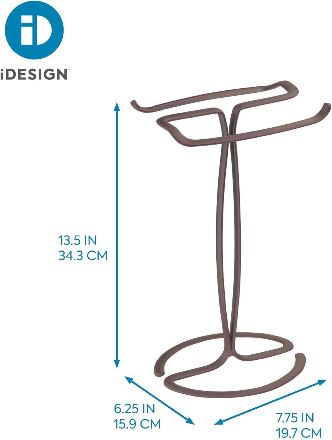 Axis Metal Hand Towel Holder Bronze - iDESIGN: Steel Bathroom Rack, 6.3" Height, Towel Stand for Vanity