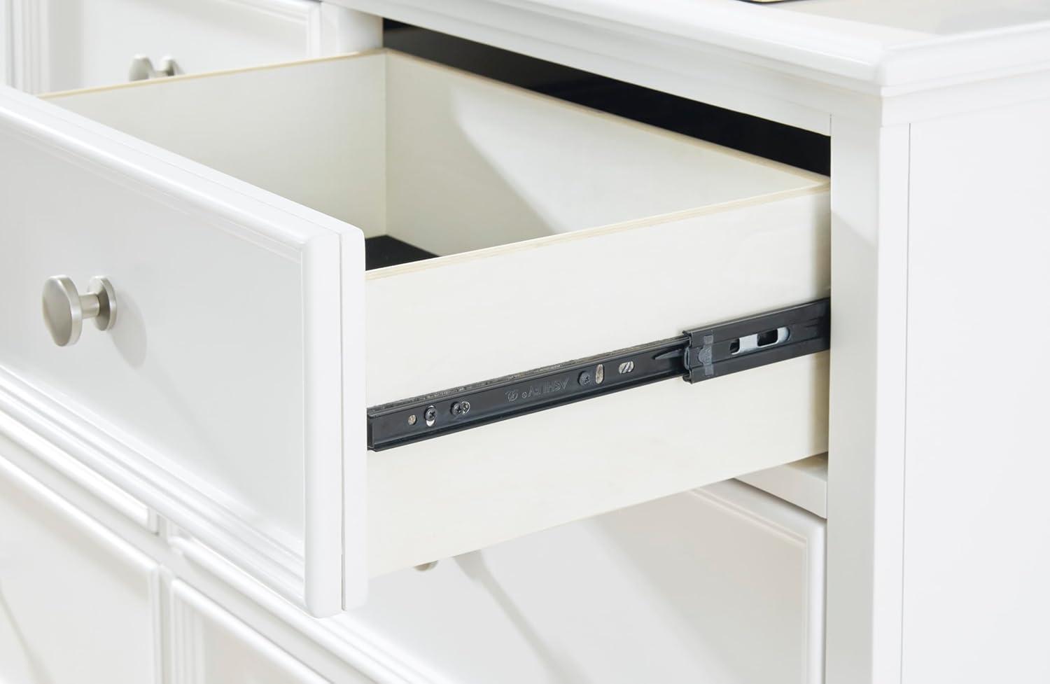 White Transitional 7-Drawer Dresser with Mirror