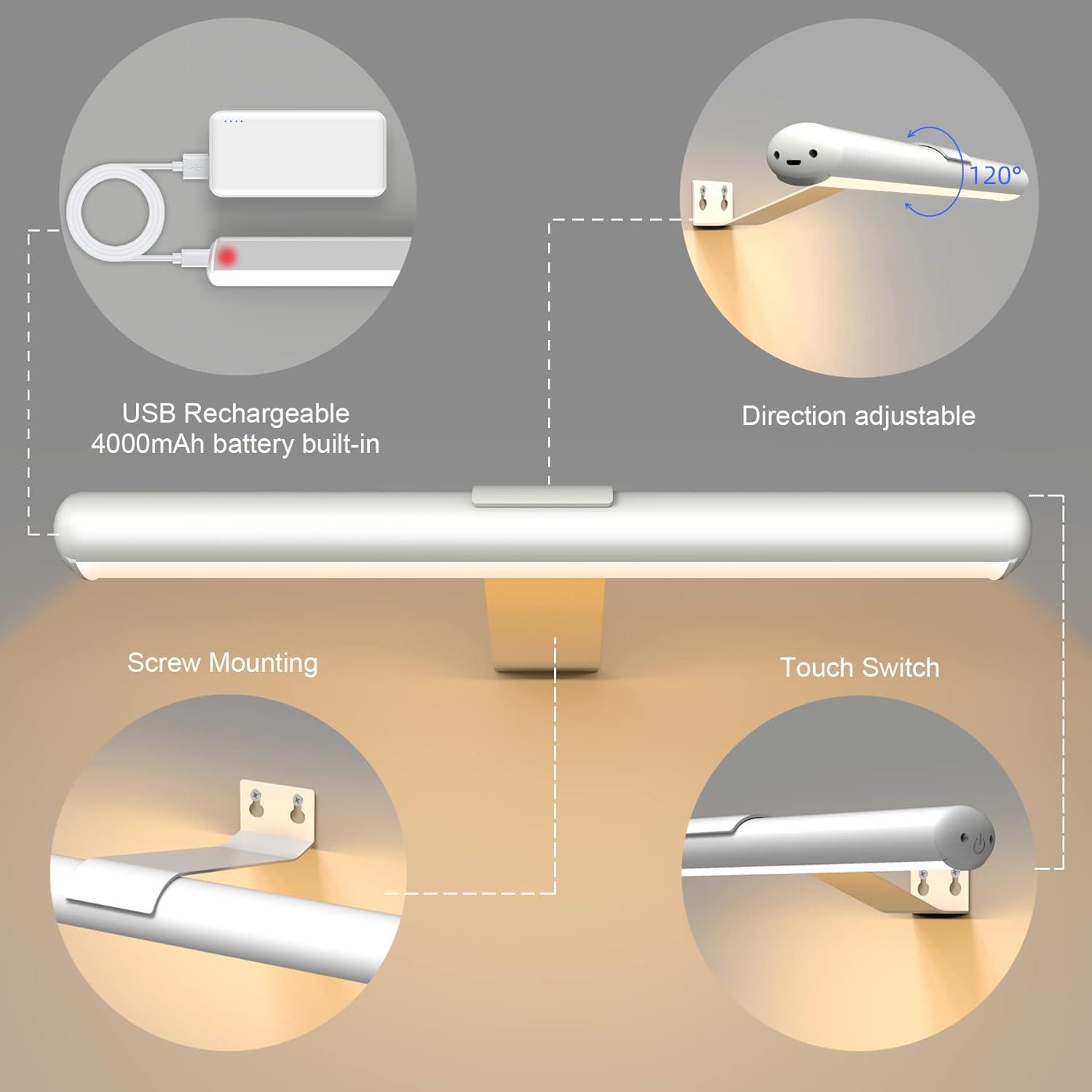 Led Picture Light Wireless Rechargeable Battery,Painting Light with Remote,Accent Display Art Light with 3 Lighting,Brightness Dimmable and Timer Set, Highlight for artwork Dartboard Gallary