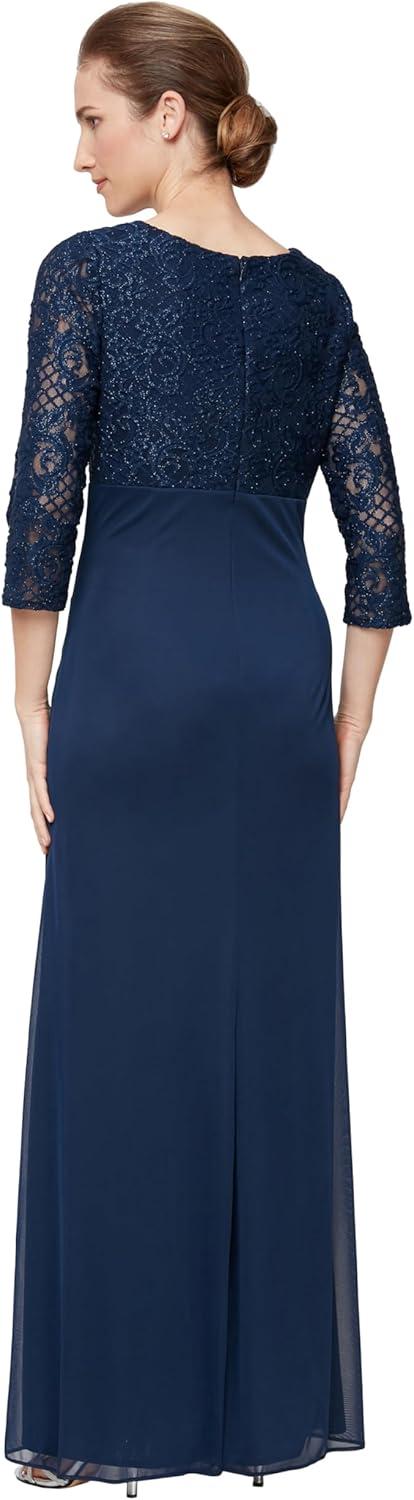 Alex Evenings Women's Long Lace Top Empire Waist Dress