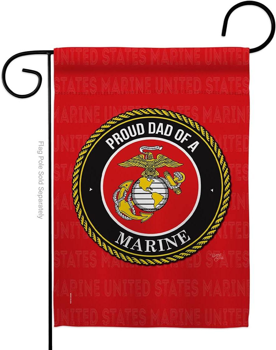Breeze Decor G158518-BO Proud Dad Marines Garden Flag Armed Forces Marine Corps 13 x 18.5 in. Double-Sided Decorative Vertical Flags for House Decoration Banner Yard Gift