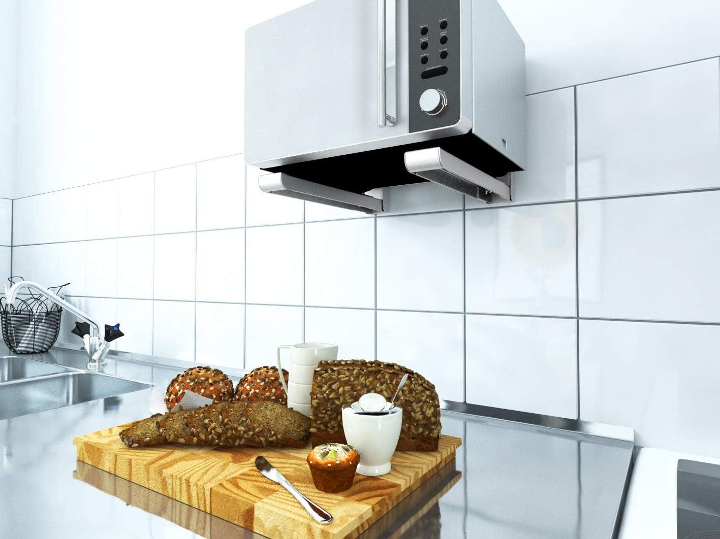 Adjustable Silver Steel Wall-Mounted Microwave Brackets