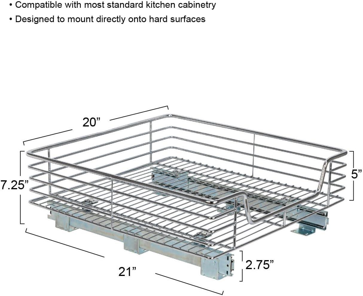 Chrome-Plated Steel Single Tier Pull-Out Cabinet Organizer