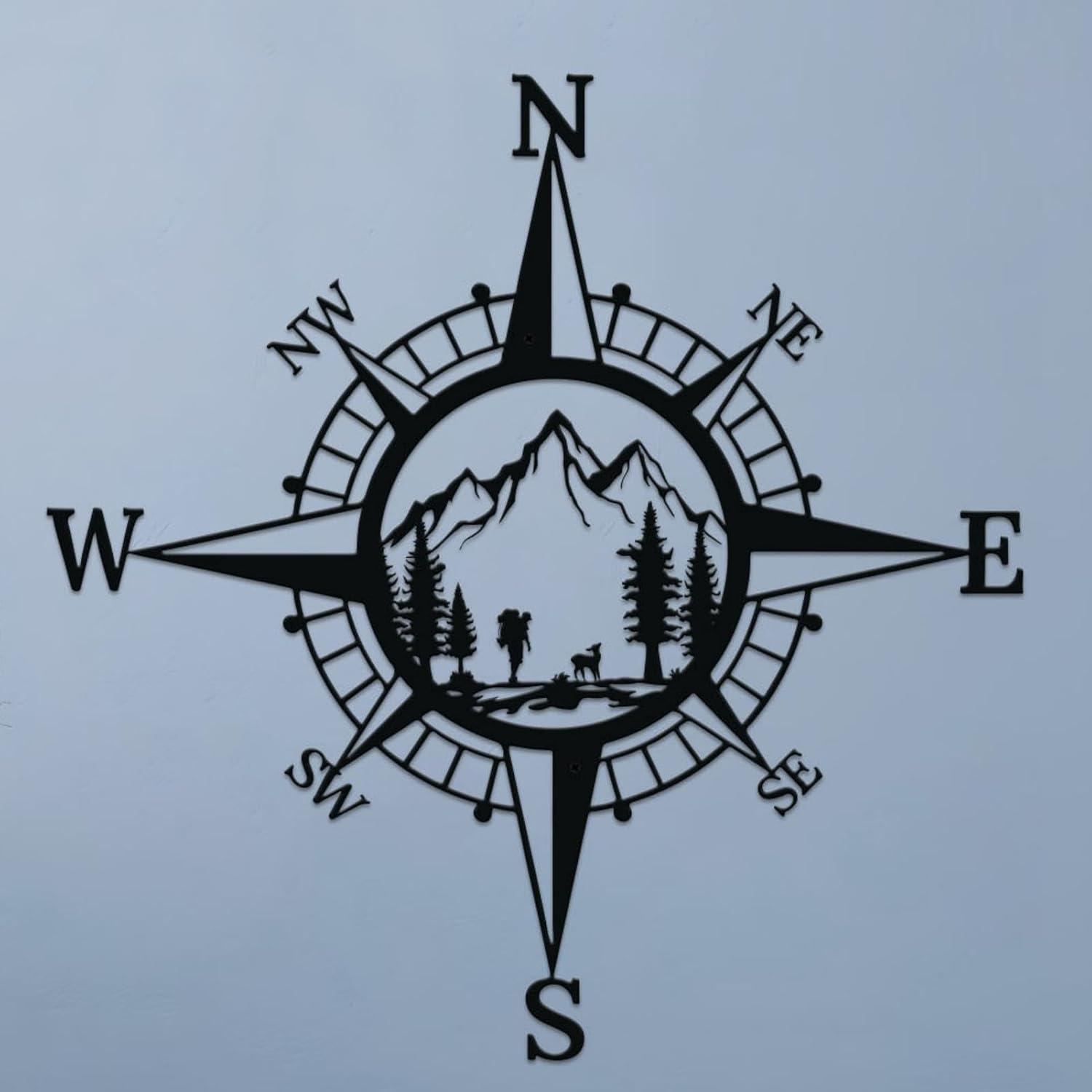 Ploknplq Home Decor Desk Decor Porch 11 Bedroom Wall Metal Compass Nautical Room Inch Office Living Terrace Decoration Garden Decoration Decoration & Hangs Wall Decor