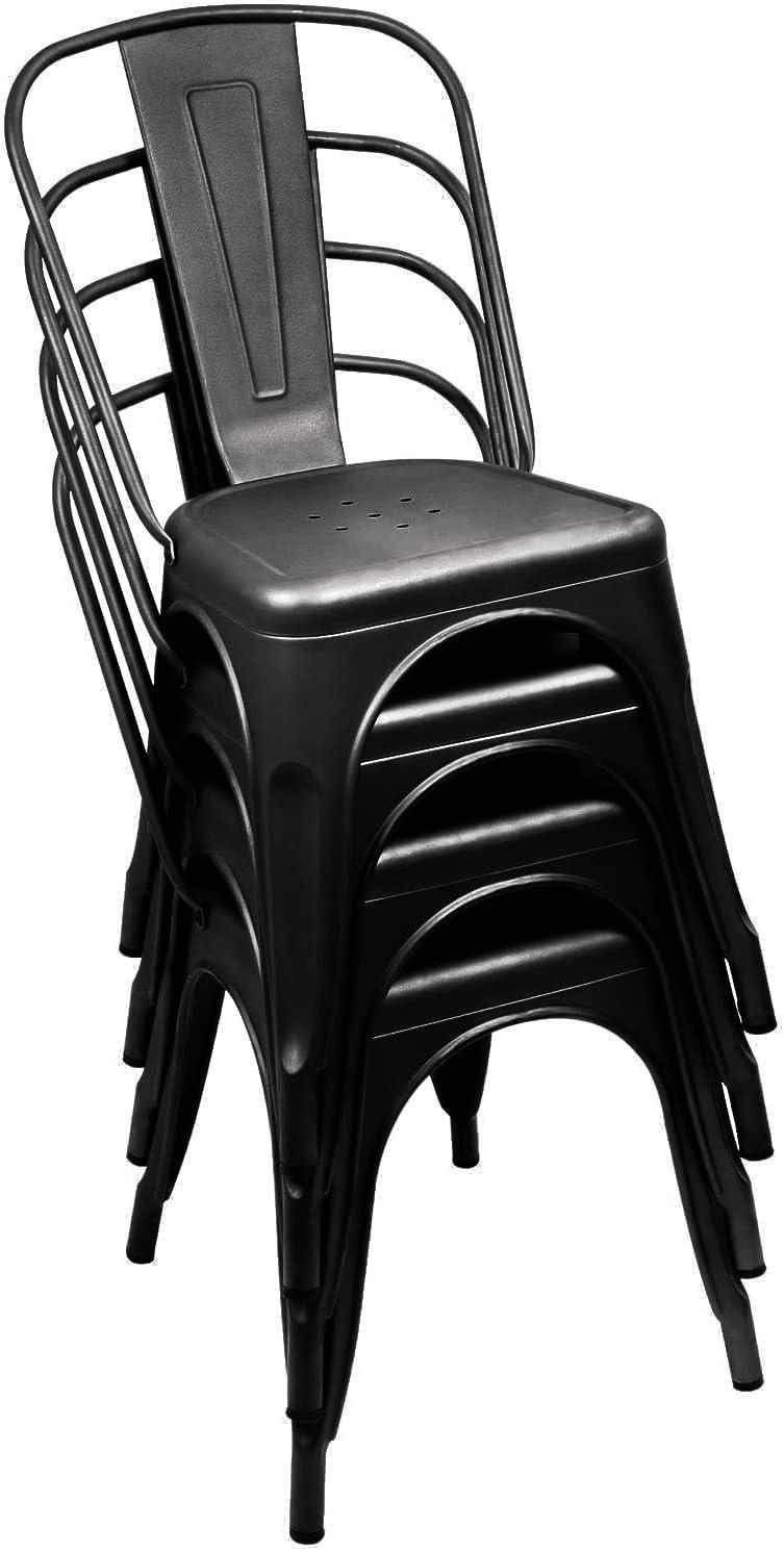 COMHOMA COMHOMA Metal Dining Chair 4pcs Industrial Modern Iron Stackable Bistro Chair (Set of 4)
