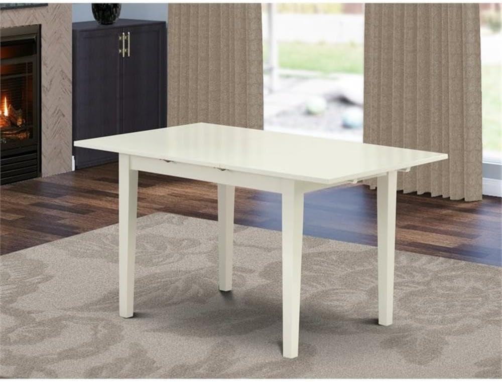 East West Furniture Norfolk Rectangular Wood Dining Table in Linen White