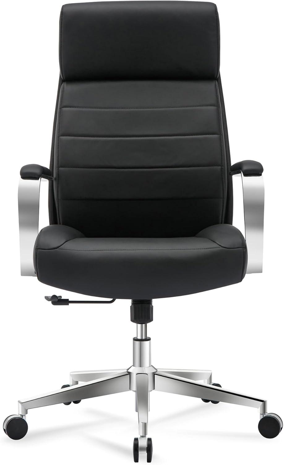 ® Modern Comfort Modee Vegan Leather High-Back Executive Office Chair, Black/Chrome, BIFMA Compliant