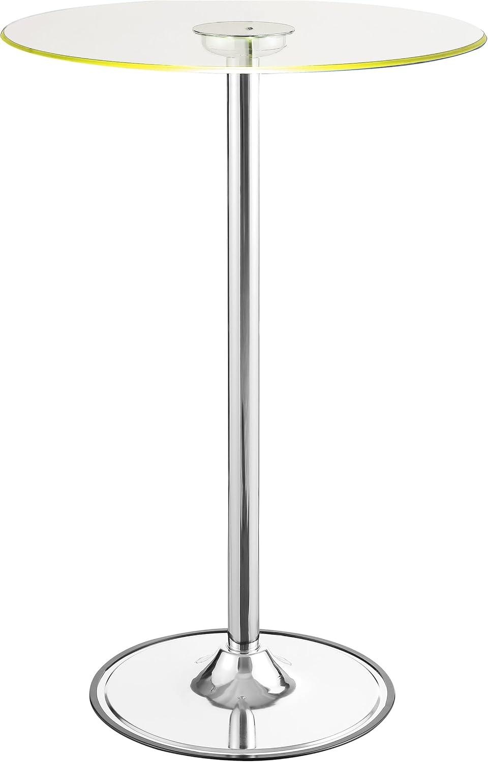 Coaster Company LED Round Pub Table, Chrome and Clear