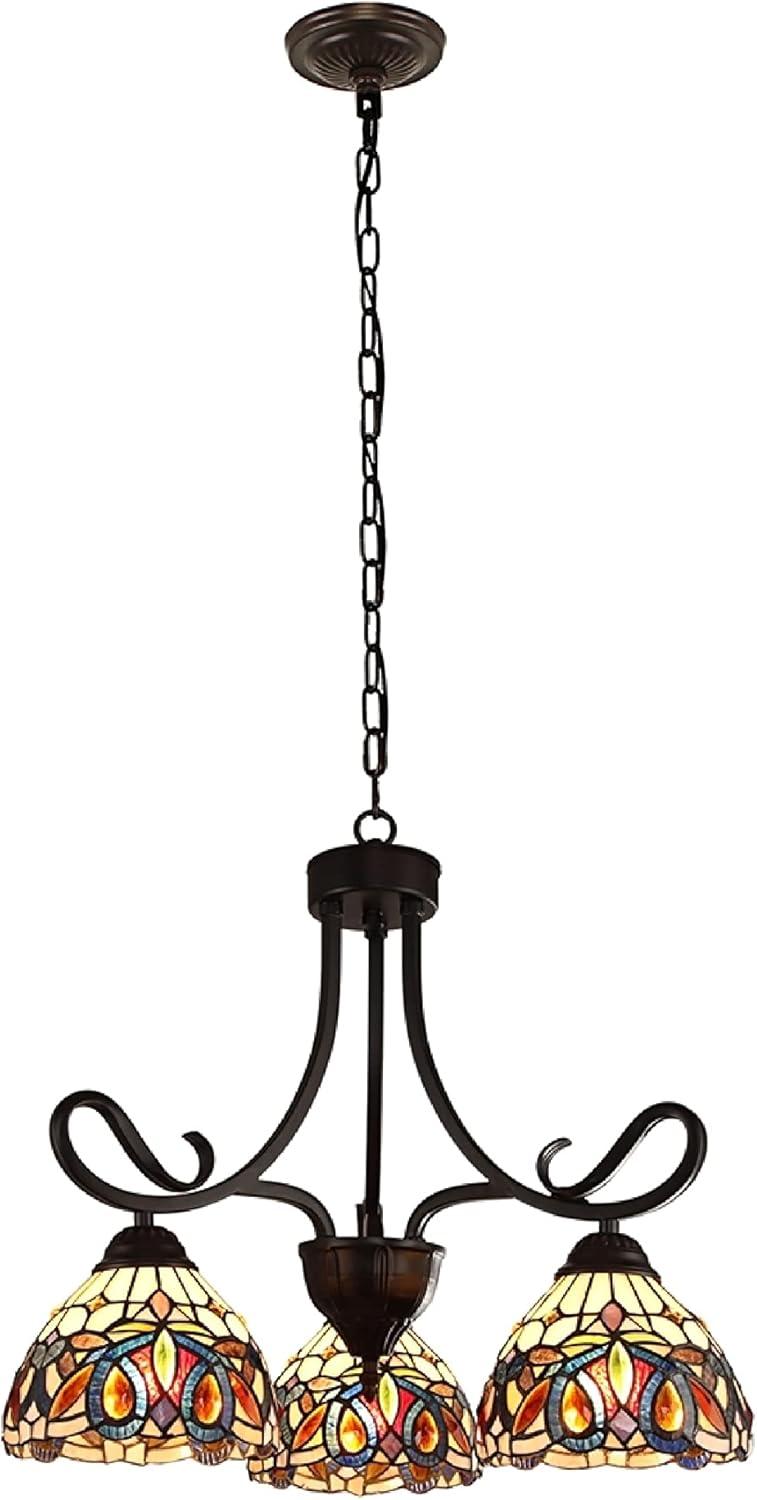 Radiance Goods Victorian Tiffany-Style Dark Bronze 3 Light Mini Chandelier 22" Wide