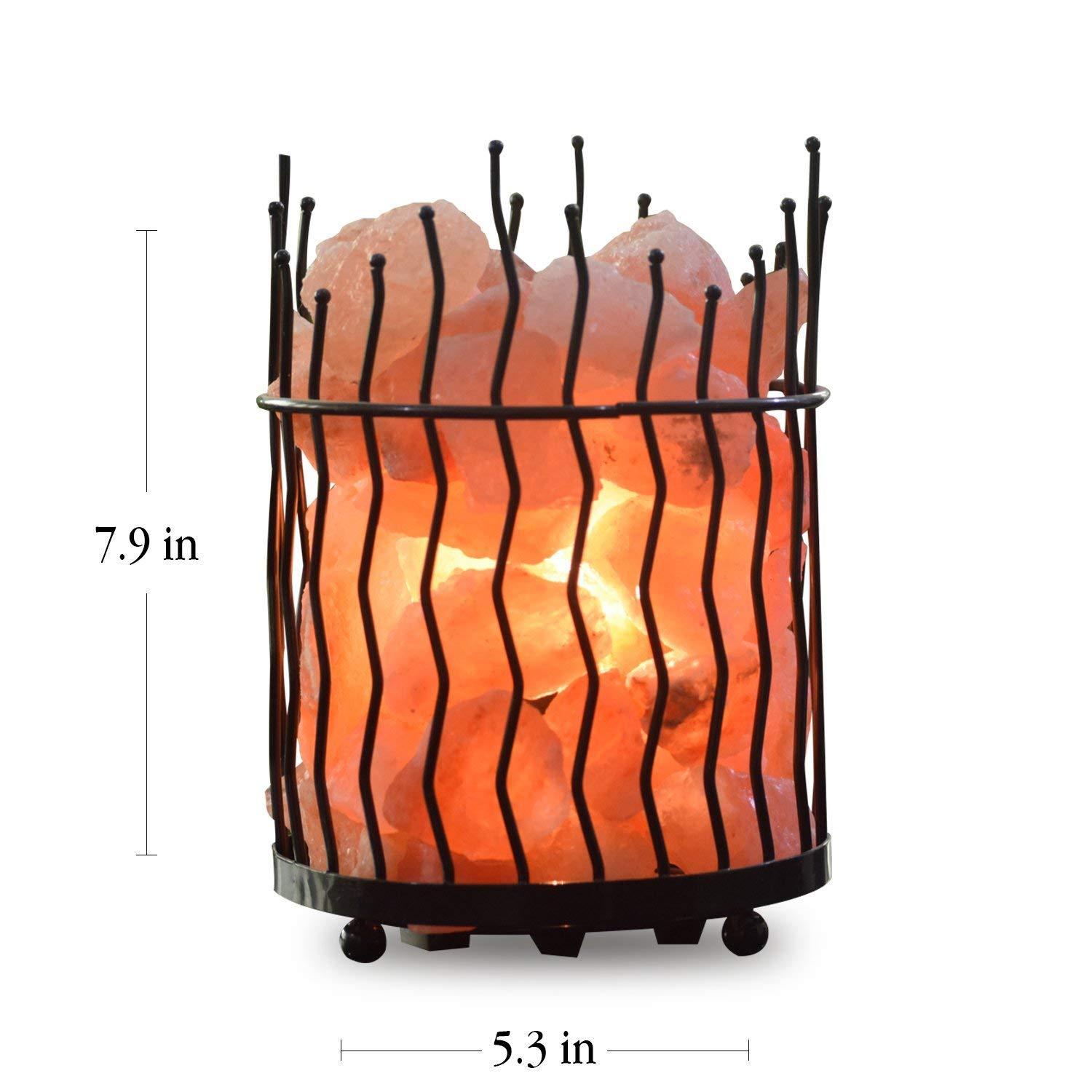 7.8 in. Ionic Crystal Salt Pillar and Natural Amber Glow Table Lamp, (Pack of 2)