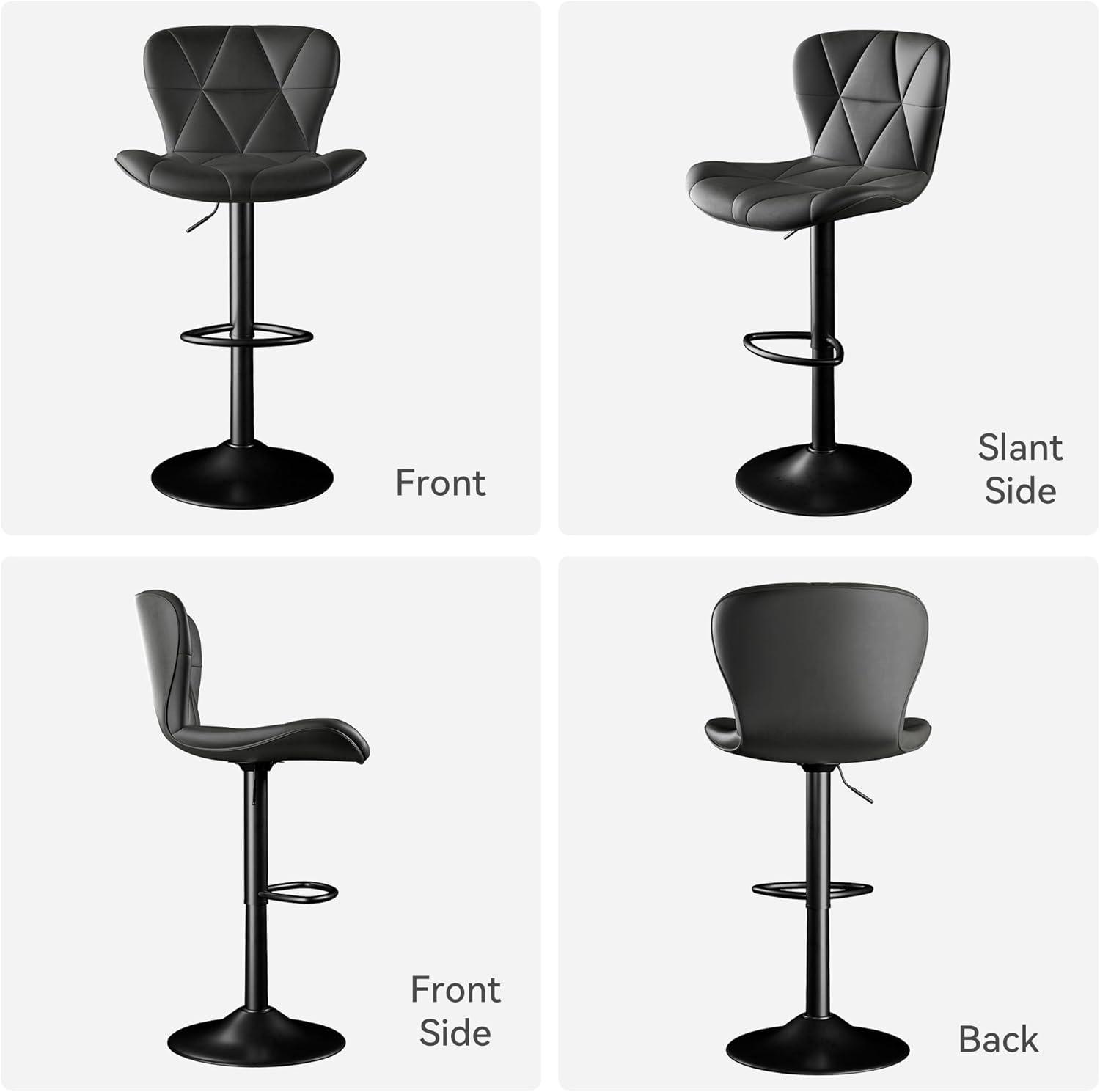 Set of 2 Barstools Swivel Counter Height Bar Stools PU Armless Adjustable Chairs