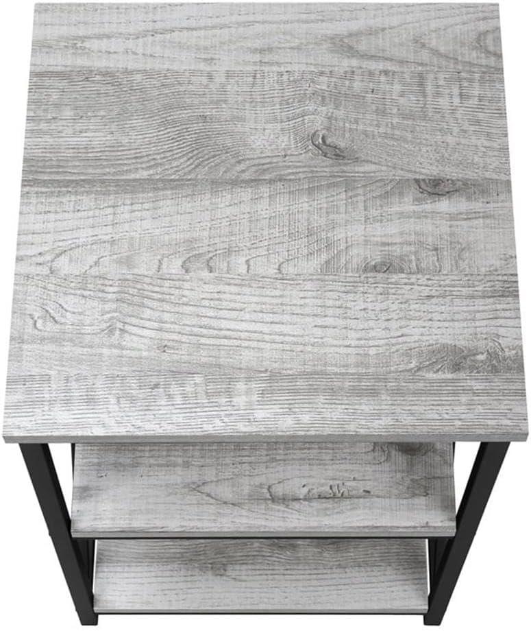 Monarch Specialties Accent Table Side End Nightstand Lamp Living Room Bedroom Metal Laminate Black Contemporary Modern