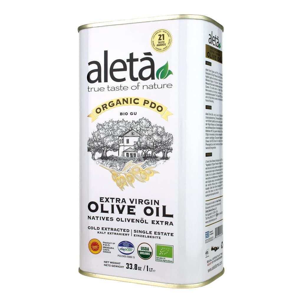 Aleta Organic Greek Extra Virgin Olive Oil in Metal Tin