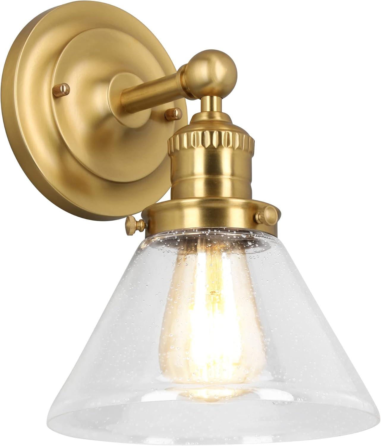 Augustin Satin Gold Transitional Seedy Glass Wall Light