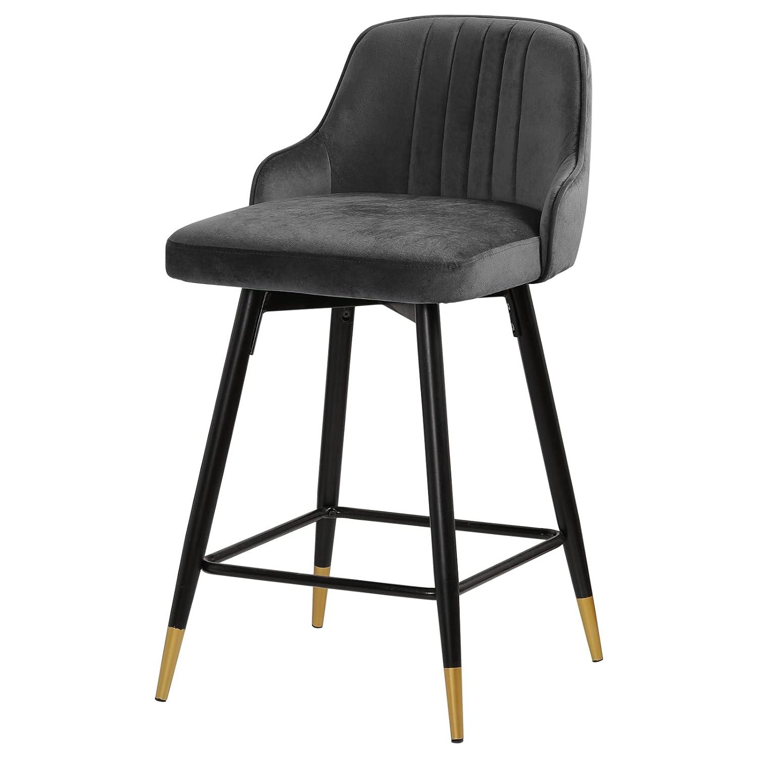 Everly Quinn Swivel Velvet Upholstered Counter & Bar Stool (Set of 2)