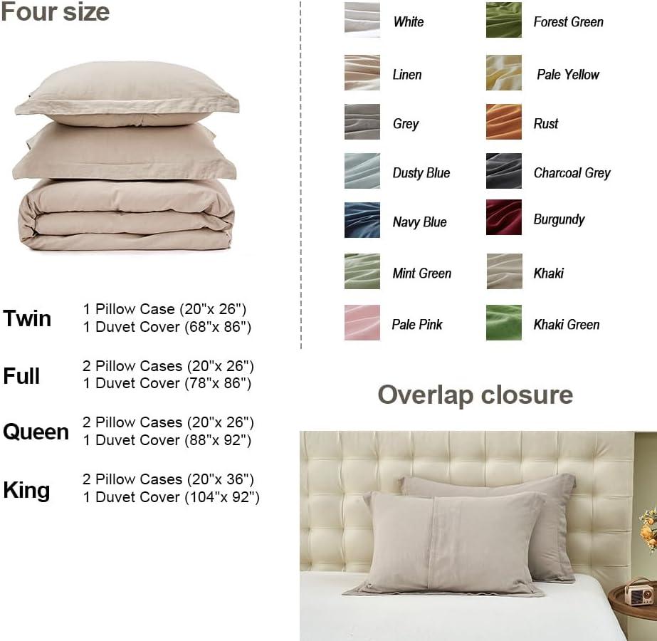 King White Cotton Linen Blend Duvet Cover Set