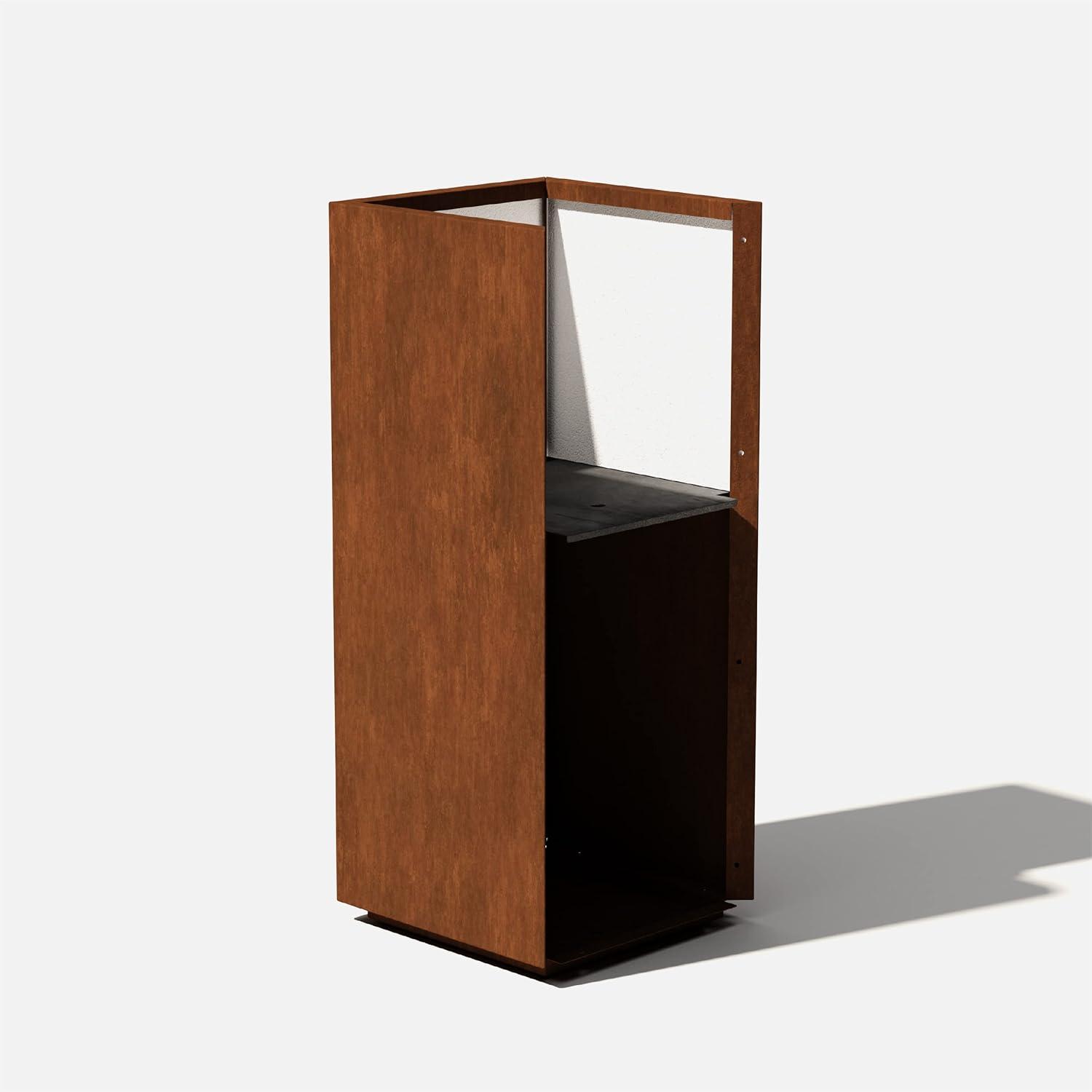 Tall Rust Corten Steel Outdoor Pedestal Planter