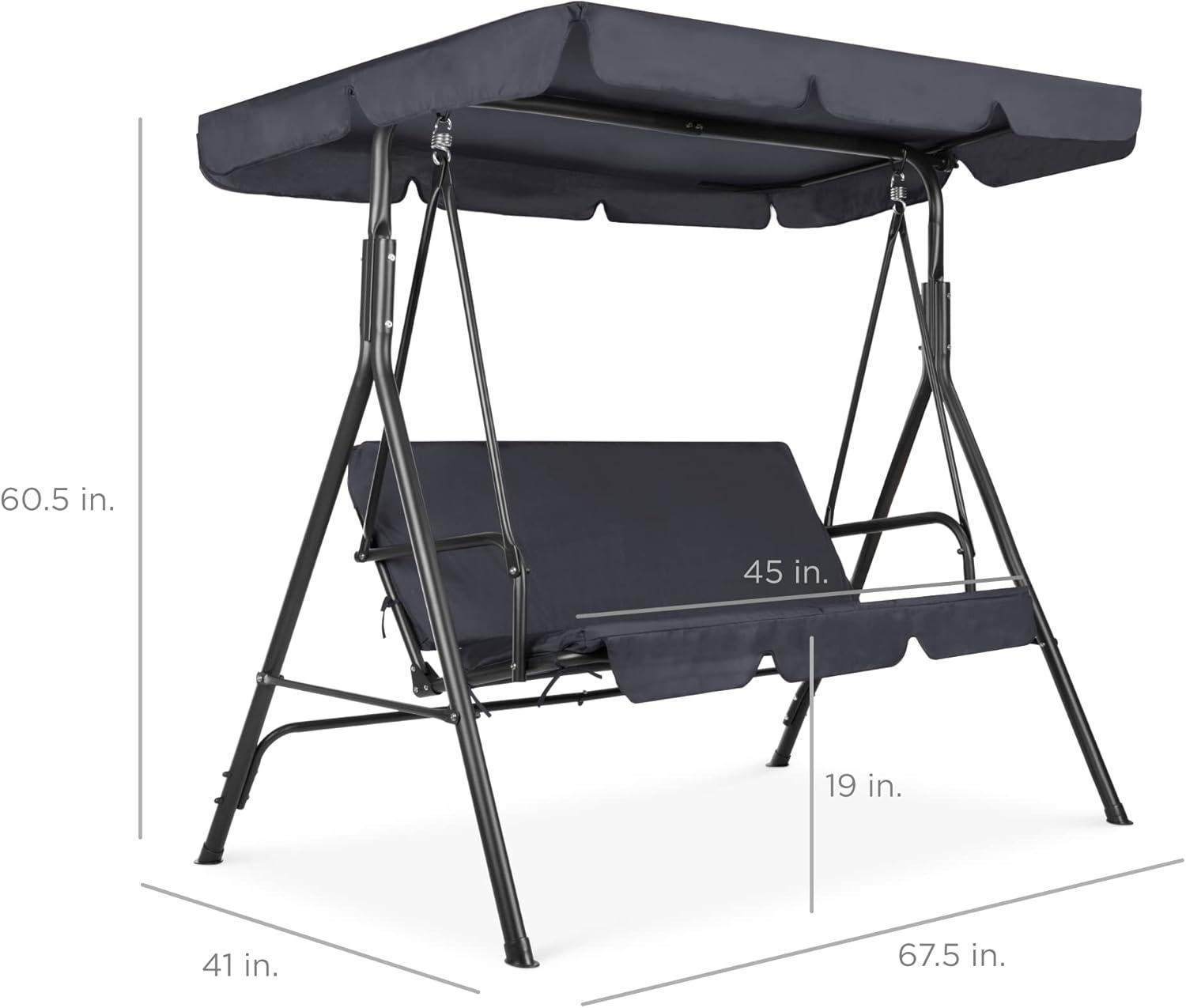 Convertible 2-Person Canopy Swing Glider - Gray Polyester