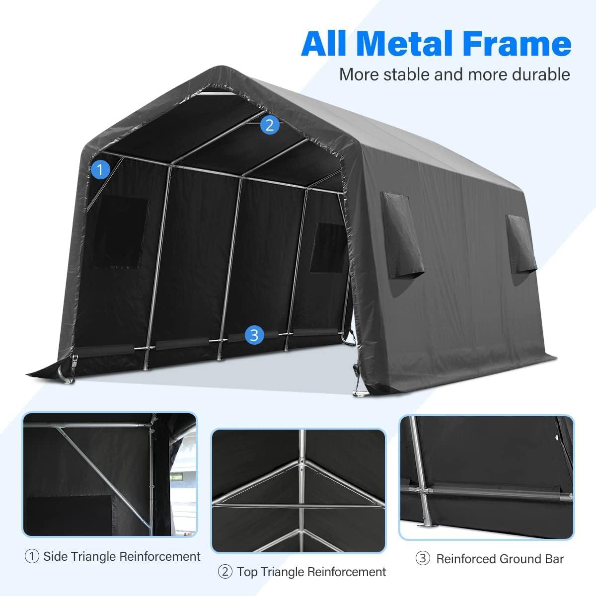 Advance Outdoor 10’ x 20’ x 87’ Gray Portable Storage Shelter