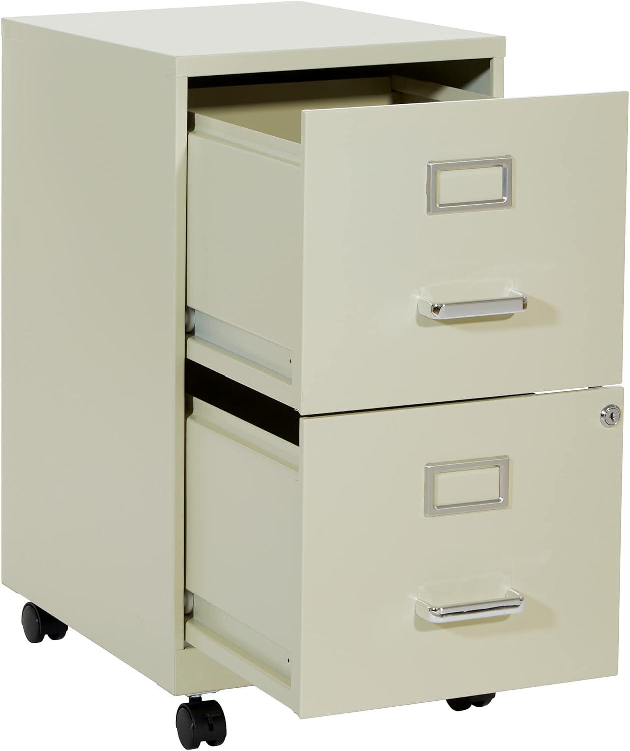 2 Drawer Mobile Locking Metal File Cabinet in Tan