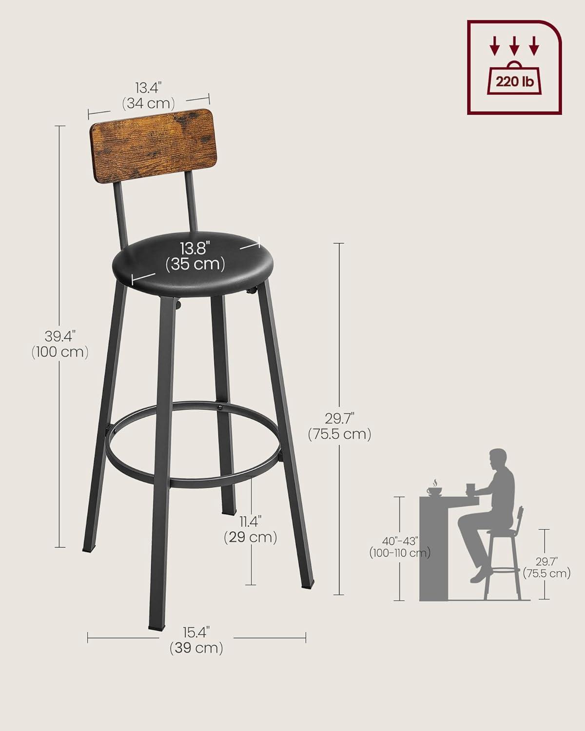 Upholstered Counter Stool with Metal Frame