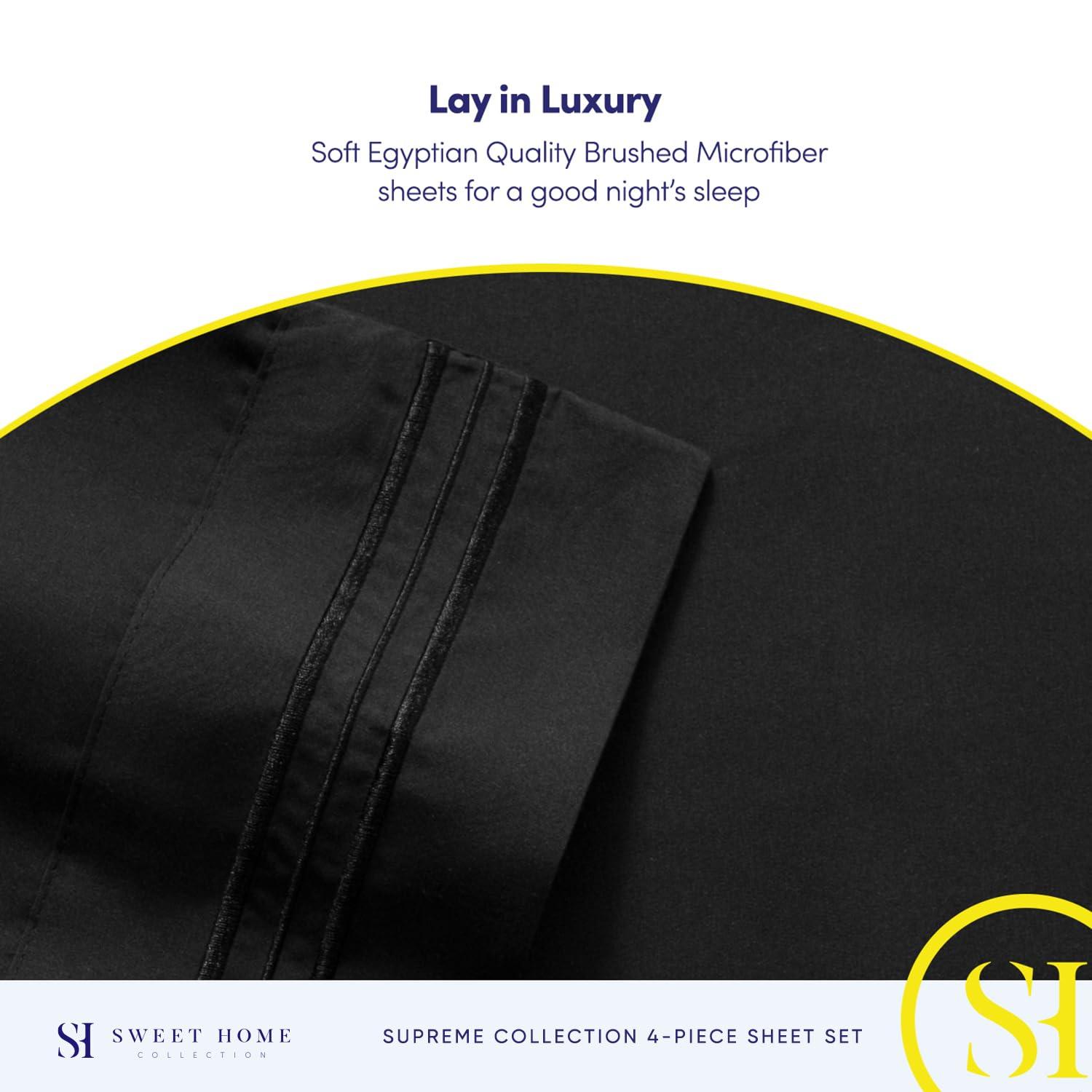 Sweet Home Collection Luxurious Classic Soft Solid 1800 Series Microfiber Sheet Set, Various Colors and Sizes