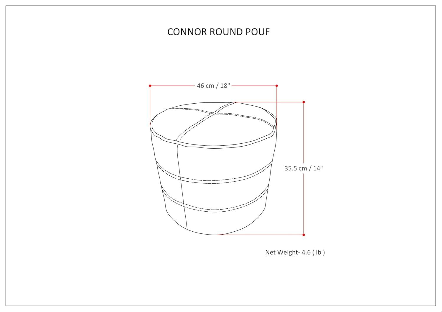 Simpli Home Connor 18"W Round Pouf