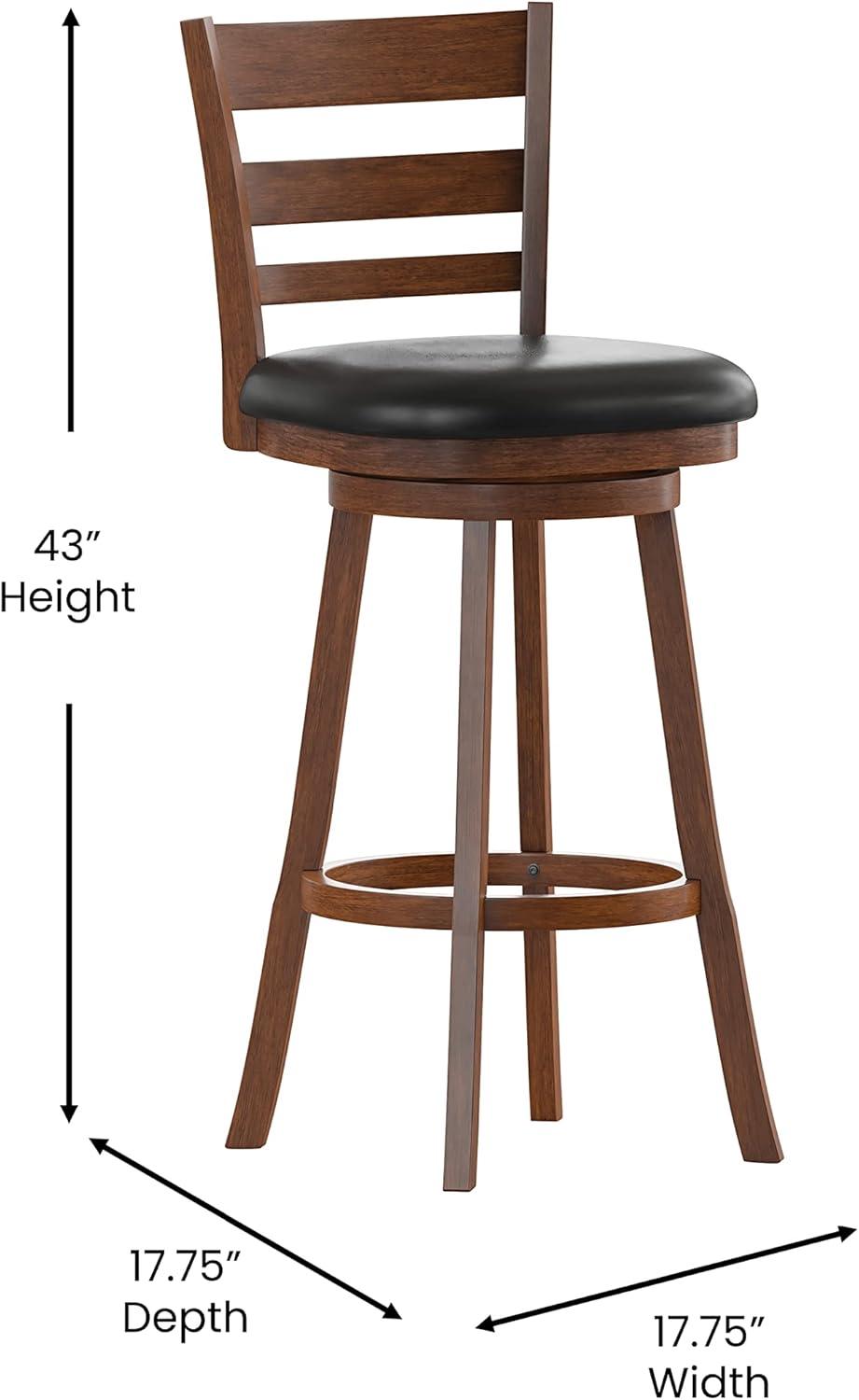 Taylor & Logan Zayne Barstool Espresso: Round Faux Leather, Wood Frame, 300 lbs Capacity