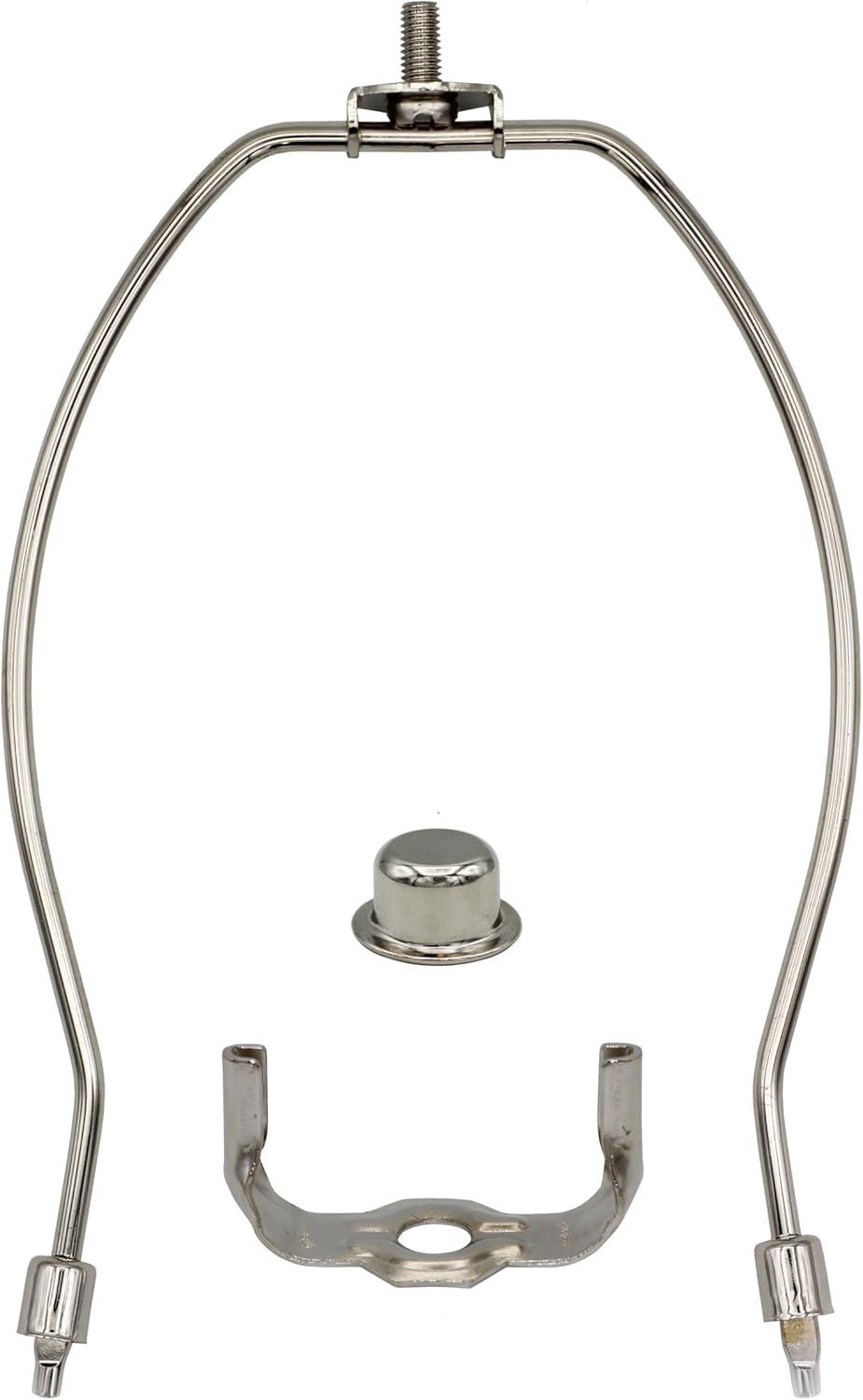 Polished Nickel 8-Inch Lamp Harp Kit with Finial and Base
